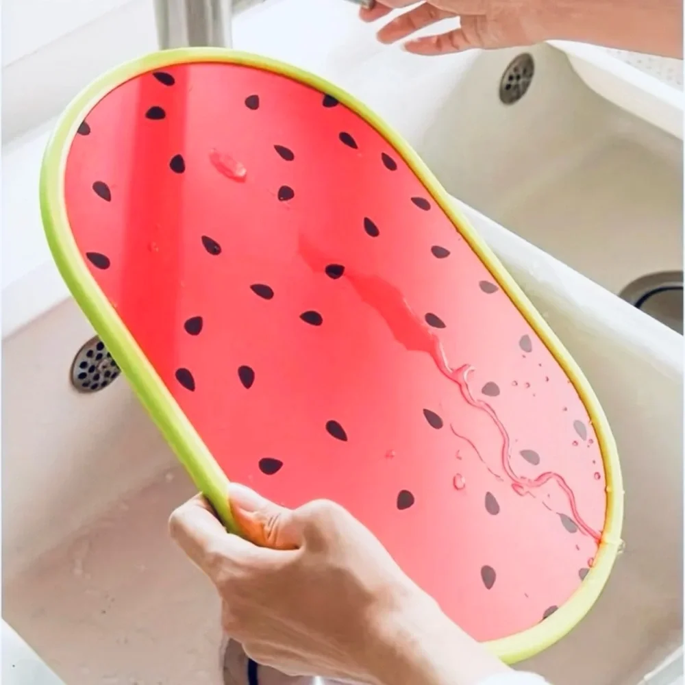 Watermelon Shaped Cutting Board Green and Pink Summer Cooking Fun - Picture 2 of 6
